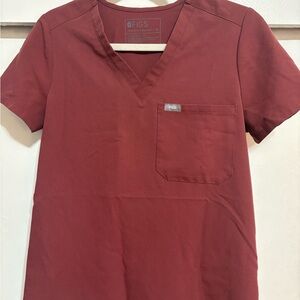 Figs Dark cherry V-Neck Scrub Top and bottom. Limited Color edition
